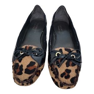 Talbots Iveley Leopard Print Driving Moccasins Shoes Calf Hair Leather Size 7.5